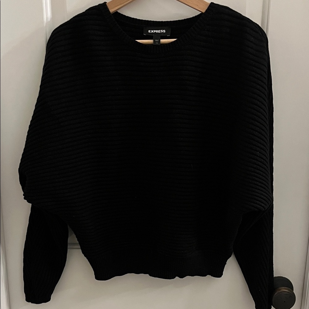 Express Women's Ribbed Black Crew Neck Sweater